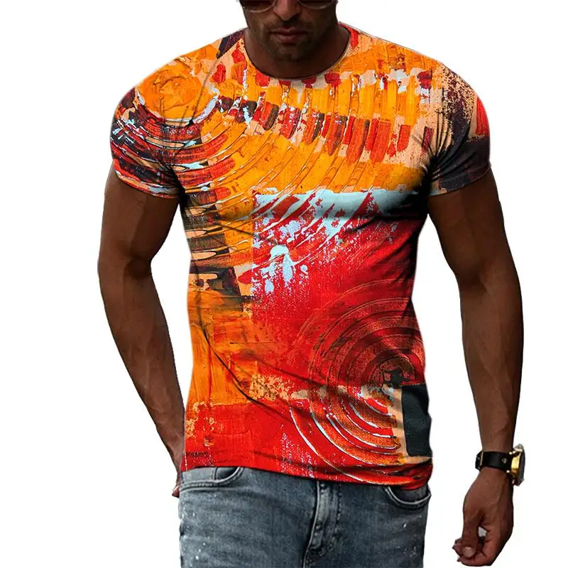 

Summer Fashion Graffitigraphic T Shirts For Men Casual 3D Print Tee Hip Hop Harajuku Personality Round Neck Short Sleeve Top