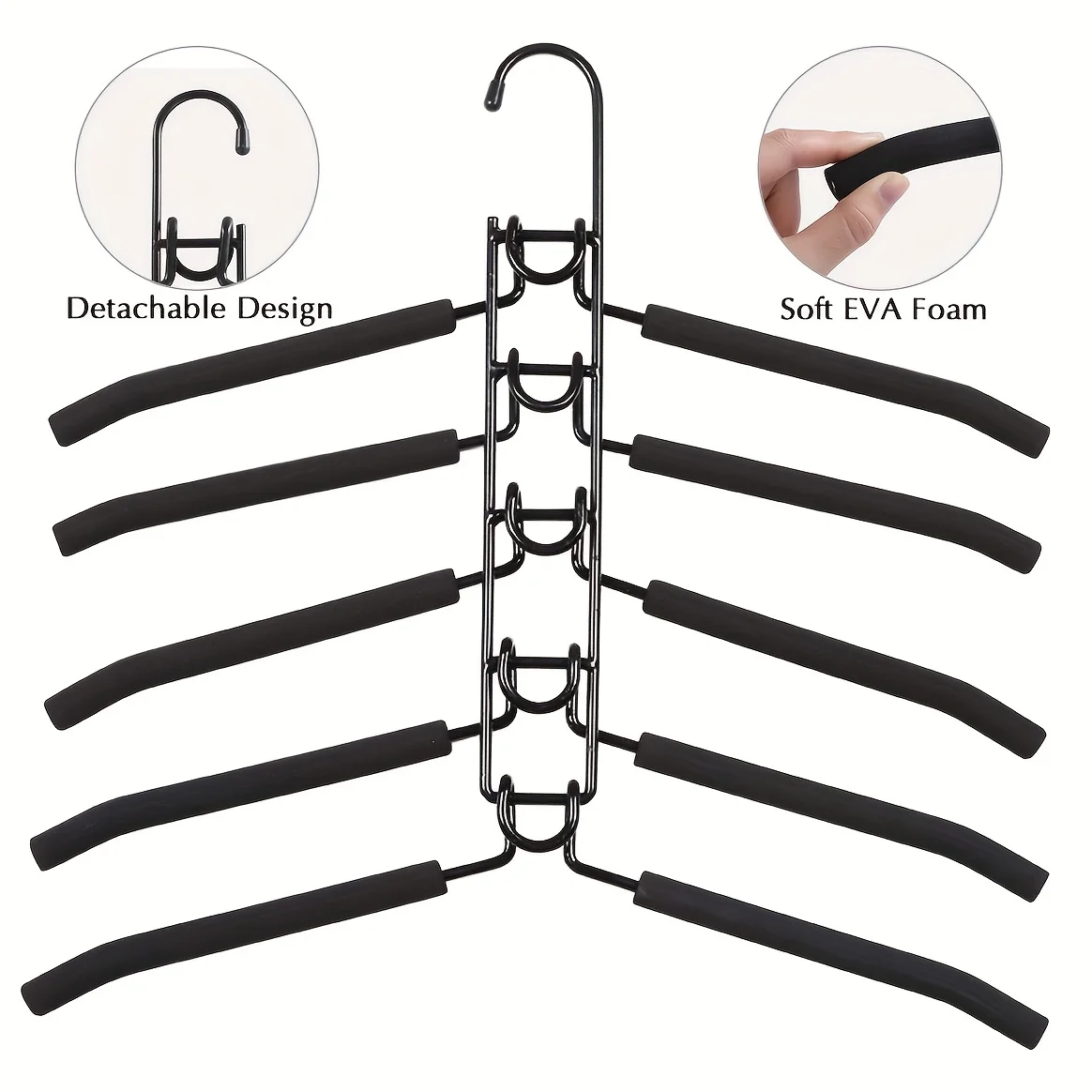 5-Layer Magic Detachable Clothes Rack - Secure Anti-Slip Design for Suits, Shirts & Sweaters - Space-Saving Wardrobe Organizer f 2
