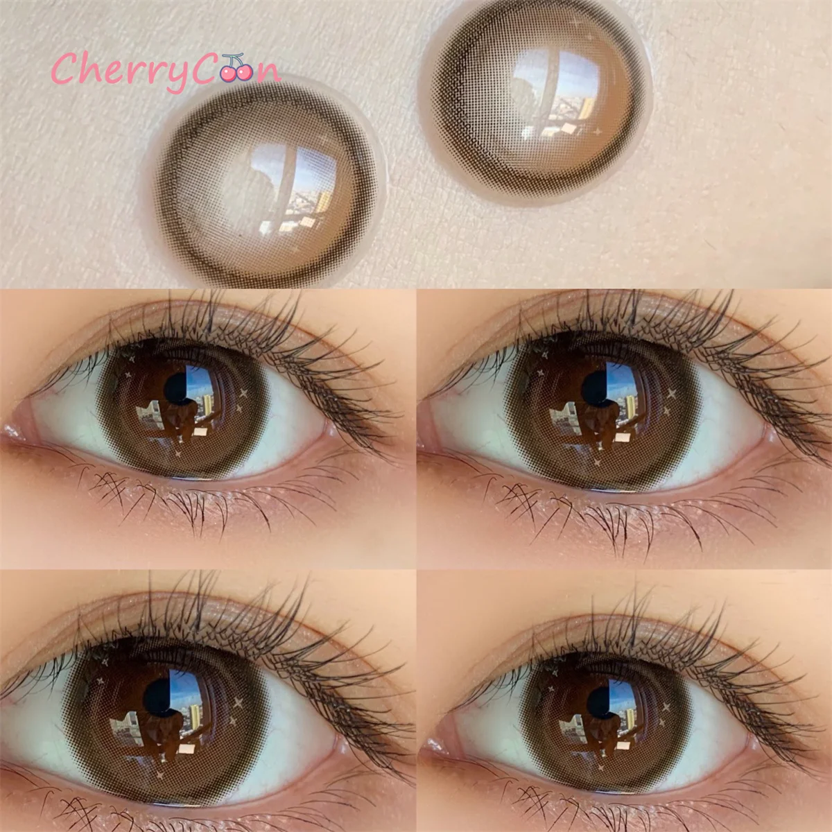 

CherryCon tomato brownnew popular Contact Lenses Colored Soft for Eyes big beautiful pupil Contact Lens Myopia degrees 2pcs/Pair