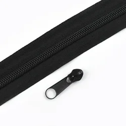 Colorful Nylon Zipper Tape Kit with Sliders for DIY Sewing and Repairs (Black)