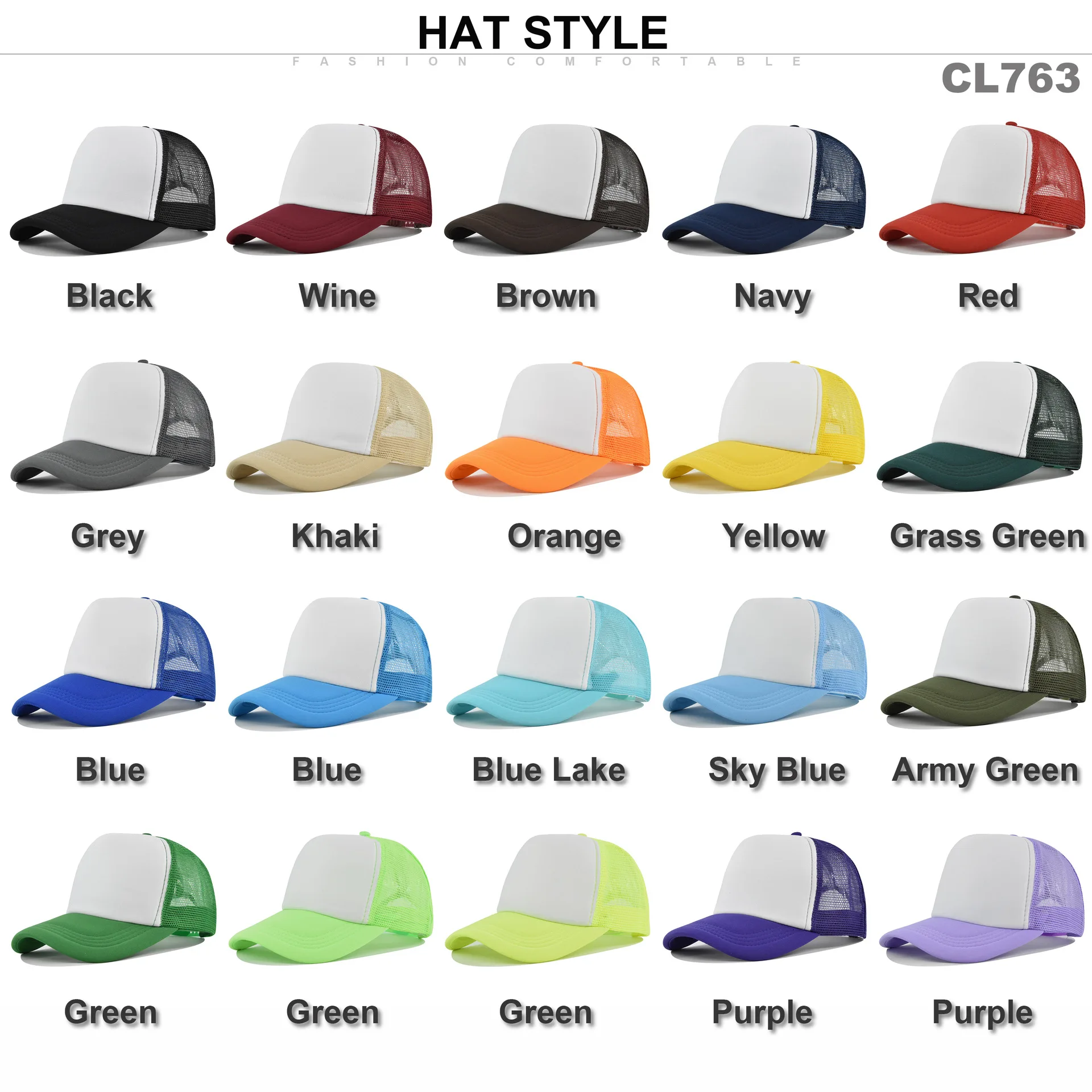 Fashion Unisex Baseball Cap Adjustable Trucker Flat Visor Cap Snapback Mesh Curved 1PC