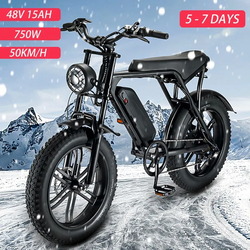 20 Pollici Ouxi V8 750W 15Ah Bicicletta Elettrica Fat Tire E-Bike Per Adulti 48V Off Road City Beach Snow Bici Elettrica All'Ingrosso