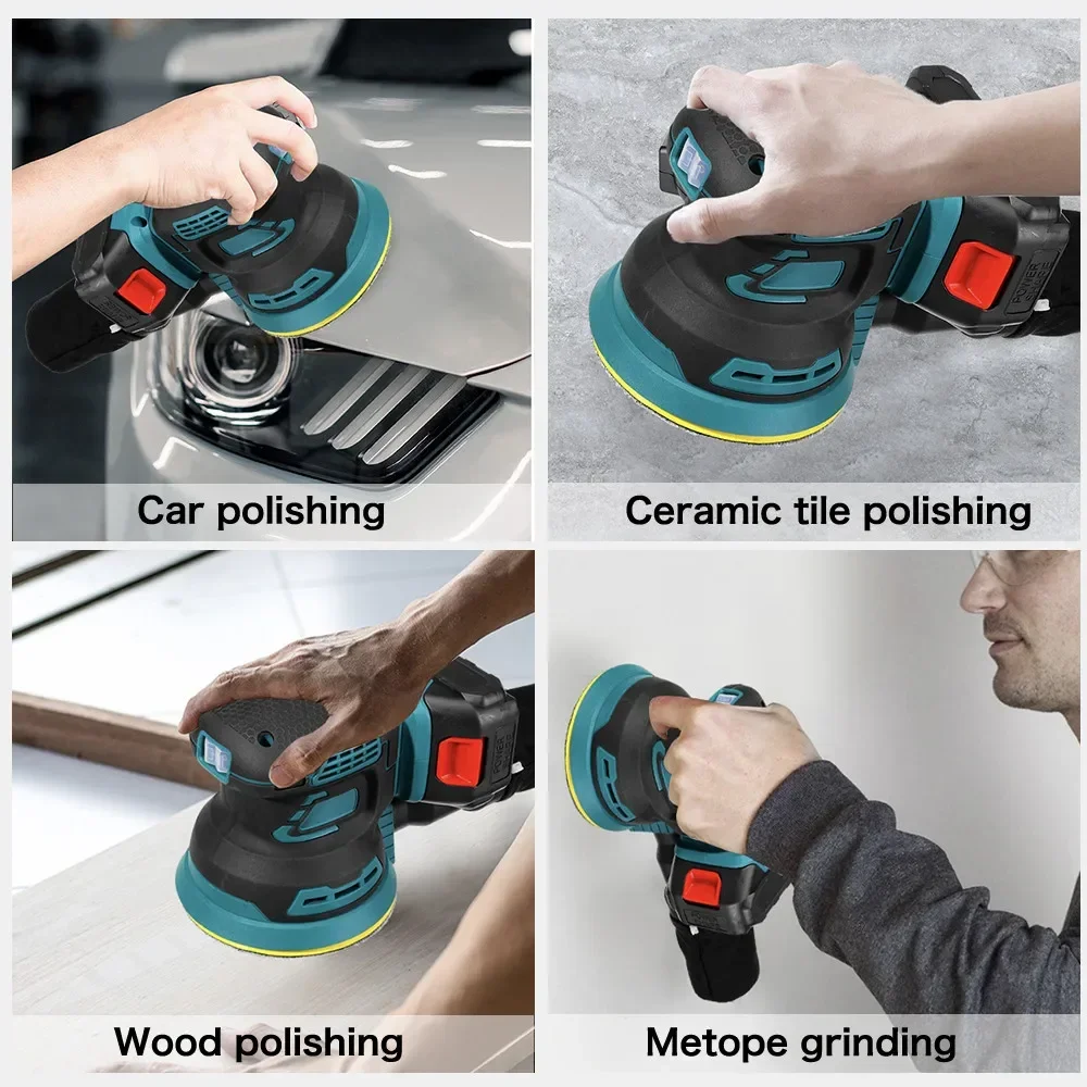 125MM Cordless Random-Orbital Electric Sander 3 Sandpaper Wood Grinder Polishing Machine Makita Batterry (No Battery) electric sander cordless sander cordless grinder