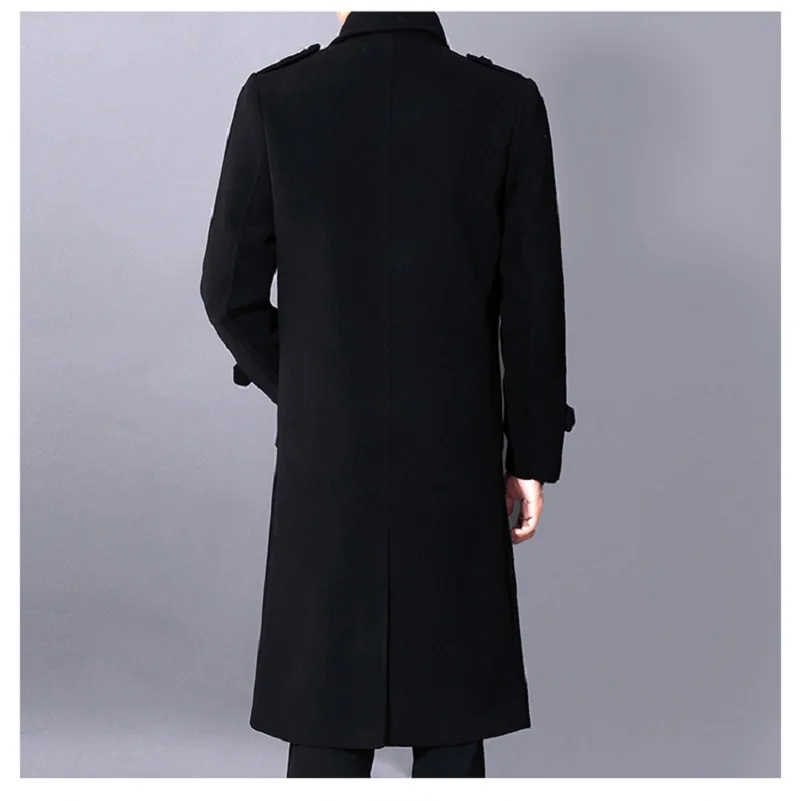 Long Dust Coat Men Winter Warm Trench Woolen Cloth Coat Double Breasted Slim Casual Jackets Solid Business Outwear