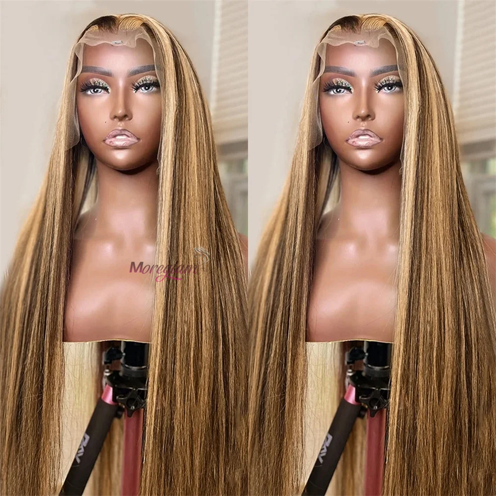 

13x4 13x6 Highlight Lace Frontal Wigs Human Hair 30 32 Brazilian Hd Transparent Glueless Bone Straight Lace Front Wig For Women