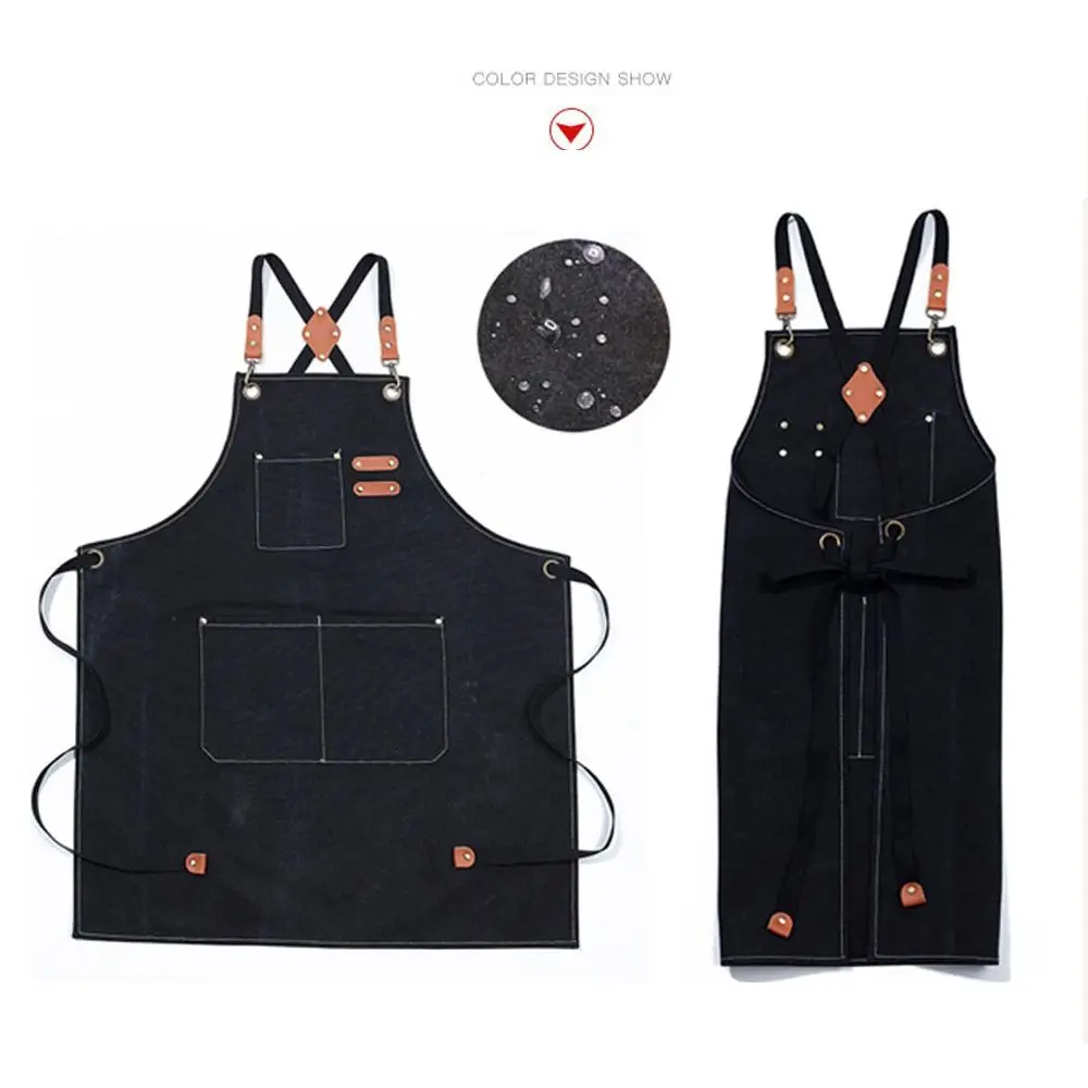 Waterdrop Resistant Thicken Canvas Apron Antifouling Barista Apron Kitchen Restaurant Worker Barber Carpenter Florist Apron