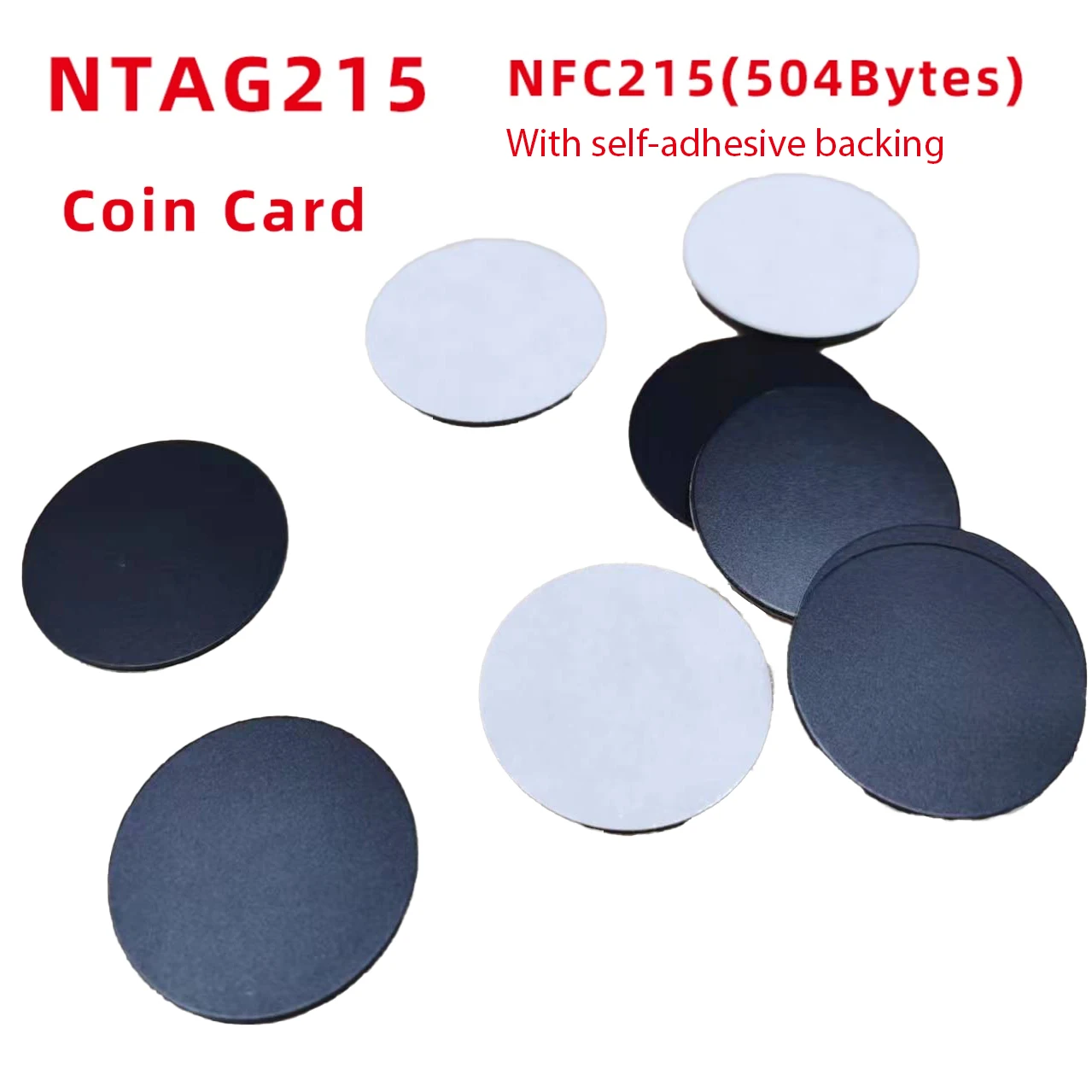 NFC 개인 자동화 자체 접착 태그 전용 NFC 코인 카드, 13.56MHz 블랙 NFC Ntag215 스마트 태그, RFID 카드, 25mm