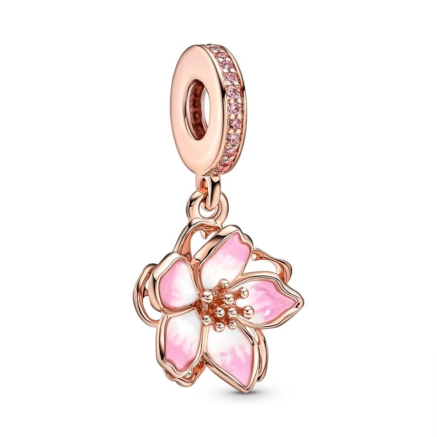 Daisy Flower Charm Cherry Blossom Dangle Bead 925 Sterling Silver Fit Original Pandora Bracelet DIY Jewelry