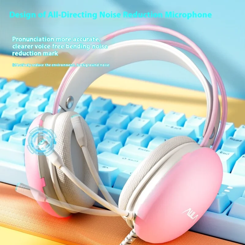 AULA S505 Headworn Wired Esports Computer Game Earbuds RGB with Microphone Laptop Stereo Noise Reduction Internet Cafe
