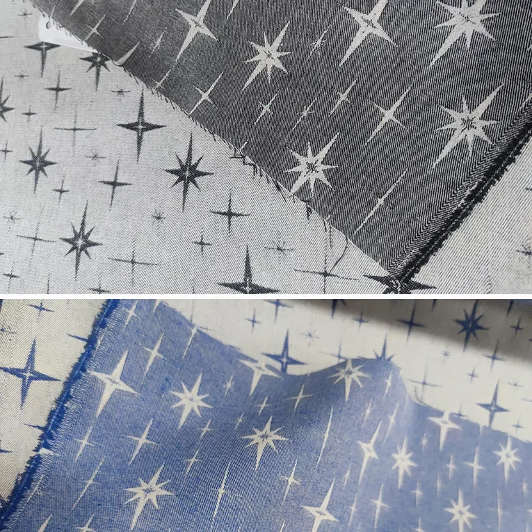 Colorful Embroidered Denim Fabric Starry Sky Denim Material for Jacket Shoes Bag Box Embroidery Fabric Clothing Accessories