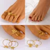 Boho Beach Ocean Animals Toe Open Rings for Women Stainless Steel Turtle Dolphin Flower Cute Big Toe Wear Jewelry Five Toes Ring 3