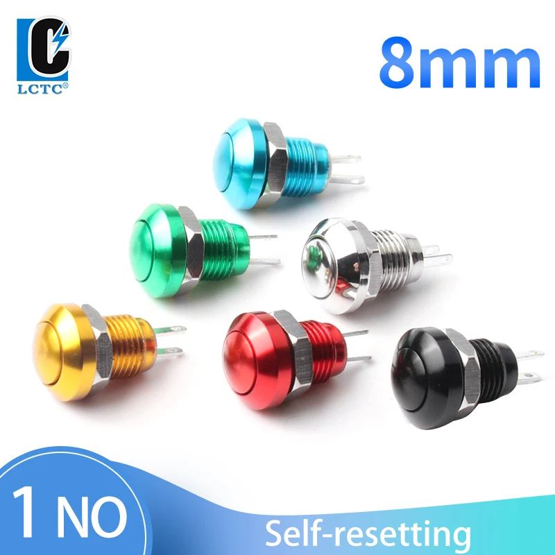 1NO No Led 8mm Waterproof Momentary Metal Doorbell Push Button Switch Auto Engine Auto Start Starter