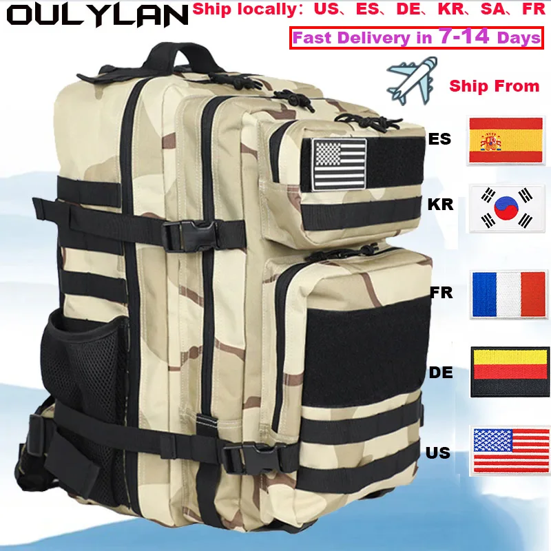 

Oulylan 25L 45L Military Tactical Backpack Outdoor Training Bag Hiking Camping Travel Rucksack Army 3D Trekking Molle Knapsack