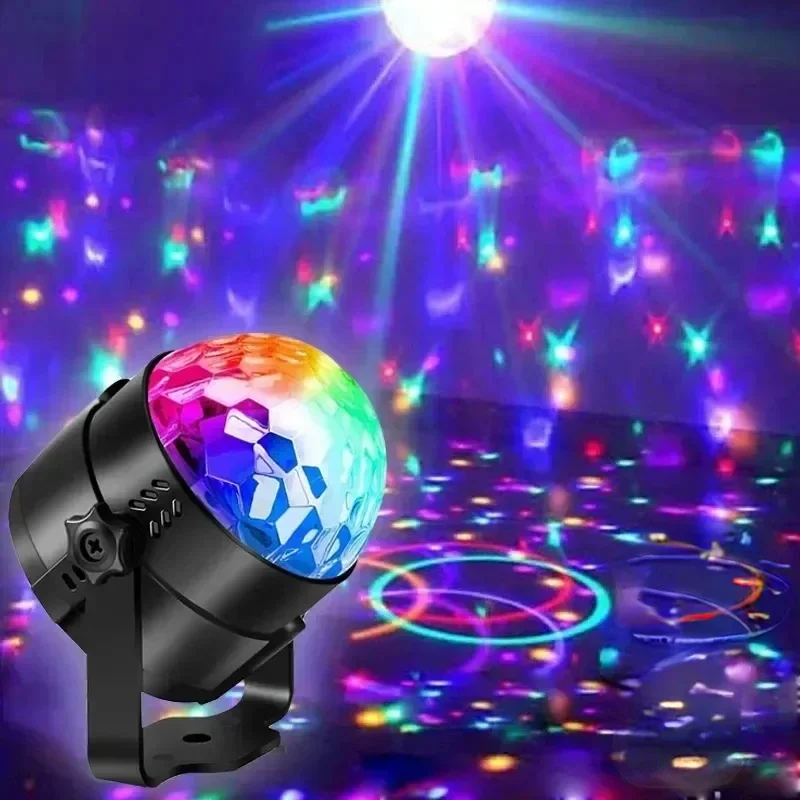 LED Stage Disco Light Rotating DJ Ball Strobe Remote Sound Control Magic Dance Car RGB Christmas Gift Party Club Laser Show Lamp