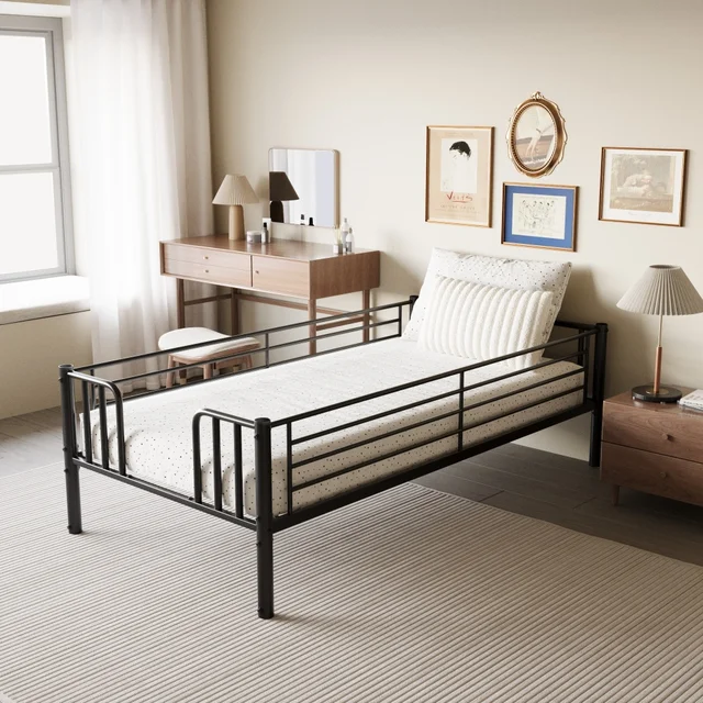 SOFTSEA Twin XL Loft Bed With Stairs, Storage & Lights - Space-Saving Metal Loft Bed Frame With USB Ports, Wardrobe & Shelves For Teens & Adults