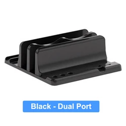 Sleek Aluminum Vertical Laptop Stand Holder with Adjustable Dock Size (Dual port)