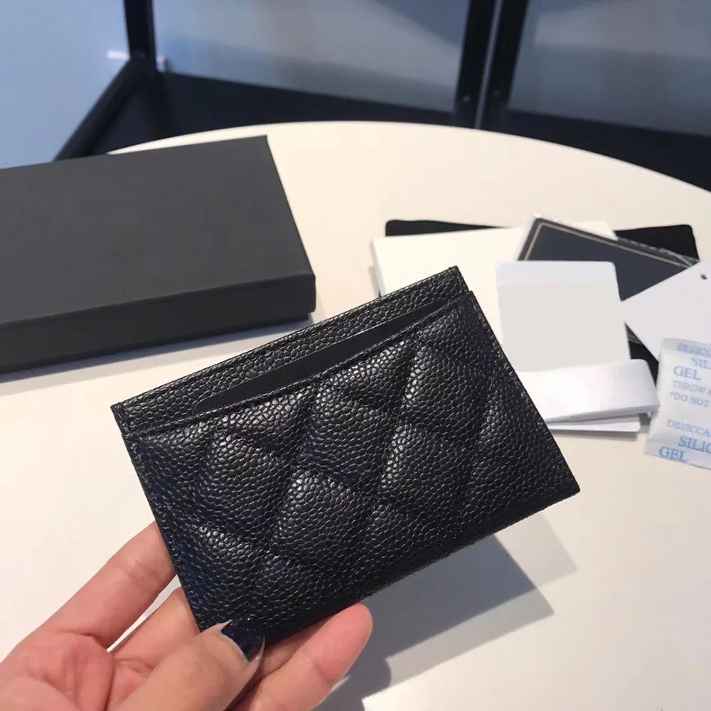 

AAAAAFast Welivery Luxury Brand High Quality Leather Card Case Diamond Pattern Unisex Wallet Caviar Sheepskin Coin Purse Classic