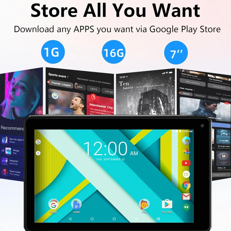 7 INCH RCT6973 RAM 1GB+16GB ROM Android 8.0 Kid Tablet Quad Core IPS Screen  WIFI Dual Camera Quad Core 5