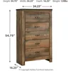 Trinell Rustic 5 Drawer Chest of Drawers with Nailhead Trim, Warm Brown 3