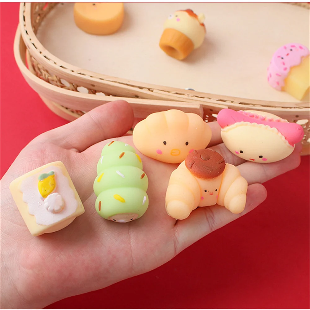 

10Pc Mini Squishy Baking Food Mochi Stress Relief Assorted Food Designs Sensory Squeeze Fidget Toy Decompression Toys for Kids