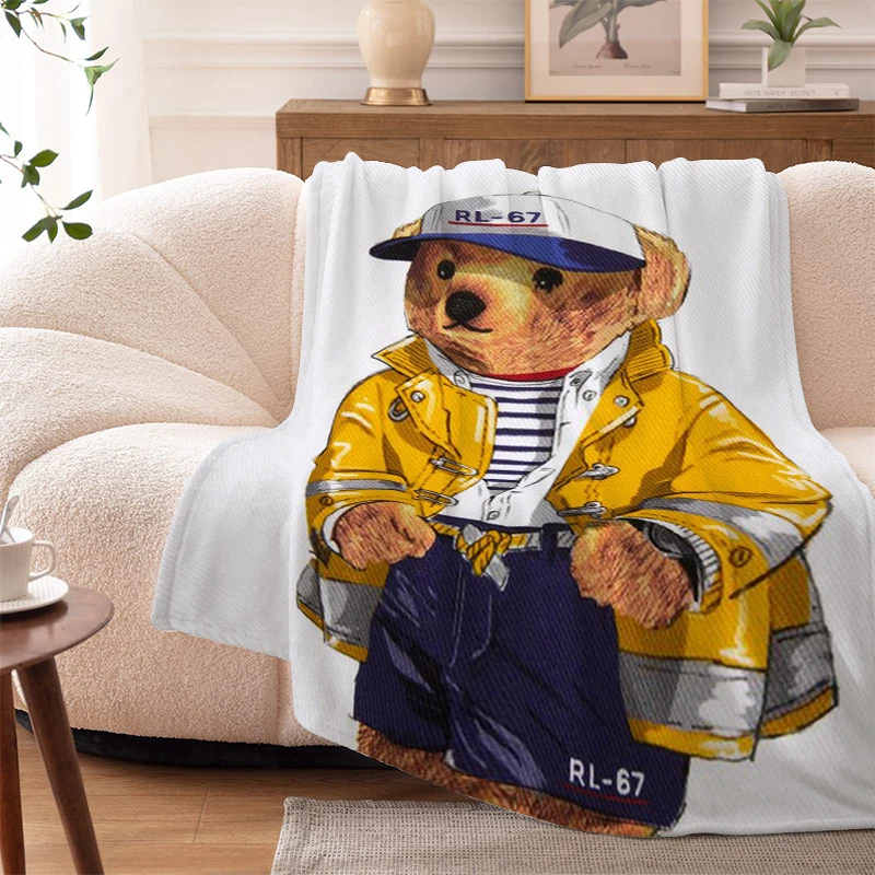 

Fluffy Soft Blankets for Winter Sofa Polo Bear Warm Bed Fleece Camping Custom Nap King Size Flannel Blanket Microfiber Bedding