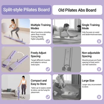 2-in-1 Abs & Ski Board - Portable Core/Leg Trainer, Split Pilates-Reformer for Home Gym, Lightweight Full-Body Fitness 3