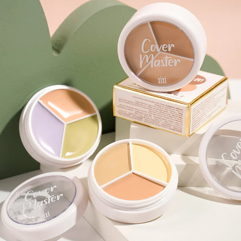 Cover Master Tricolor Concealer with Brush Face Basic Contour Palette Cover Up Flaw Spots Pimples Dark Circles Waterproof Makeup 3