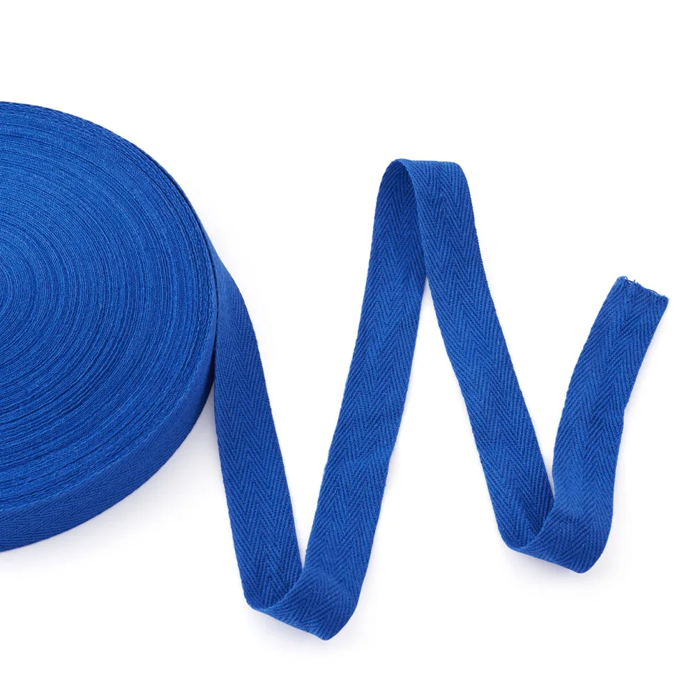 

45m/Roll Royal Blue Cotton Twill Tape Ribbons 10/20mm Herringbone Ribbons Bunting Rope for DIY Sewing Dressmaking Packing Craft