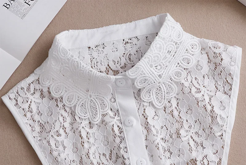 Female Lace Detachable Collar Vintage Solid Fake Collar Lapel Blouse Top Adjustable Women Clothes Ladies False Collar