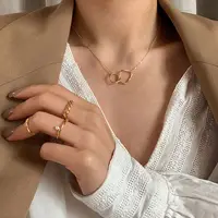 Collier Ras du Cou Géométrique Exquis pour Femme, Deux Colliers de Forme Ronde, Cadeau d'Anniversaire, Bijoux Fantaisie, Femme 2
