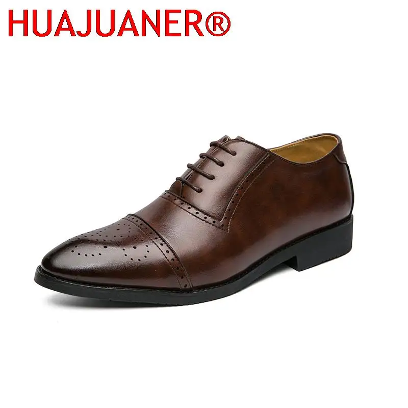 

Туфли-Броги мужские деловые, кожаные повседневные оксфорды, Элегантная классическая обувь ручной работы, коричневые