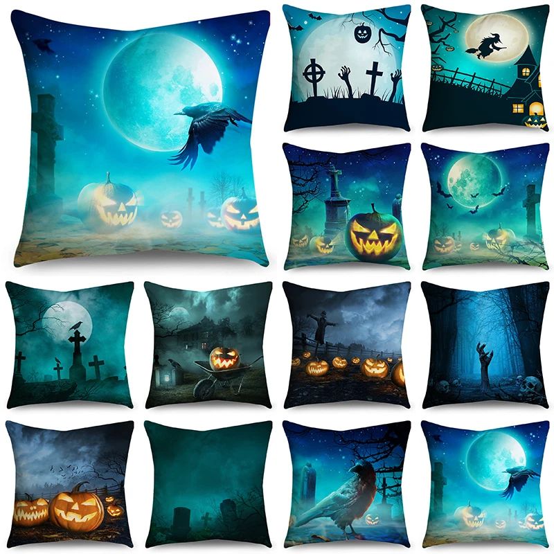 

NIGHTWISH Halloween Pattern Pillowcase Holiday Design Home Decor Sofa Cushion Cover 40/45/50cm Happy Easter Day