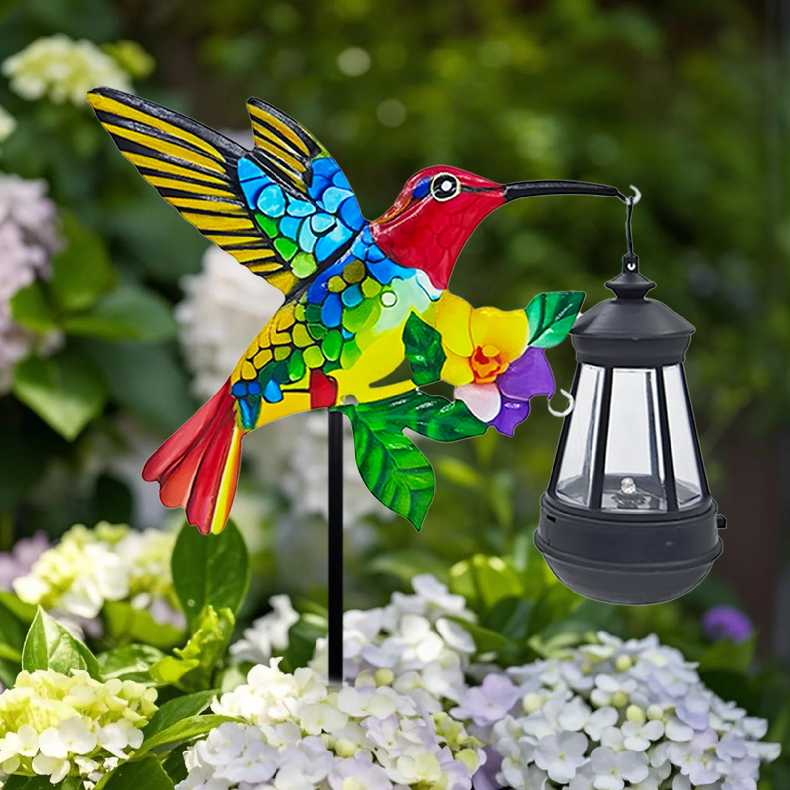 New solar hummingbird lantern wrought iron insert bird gardening ornaments, outdoor garden decorations, handicrafts lawn lights 4
