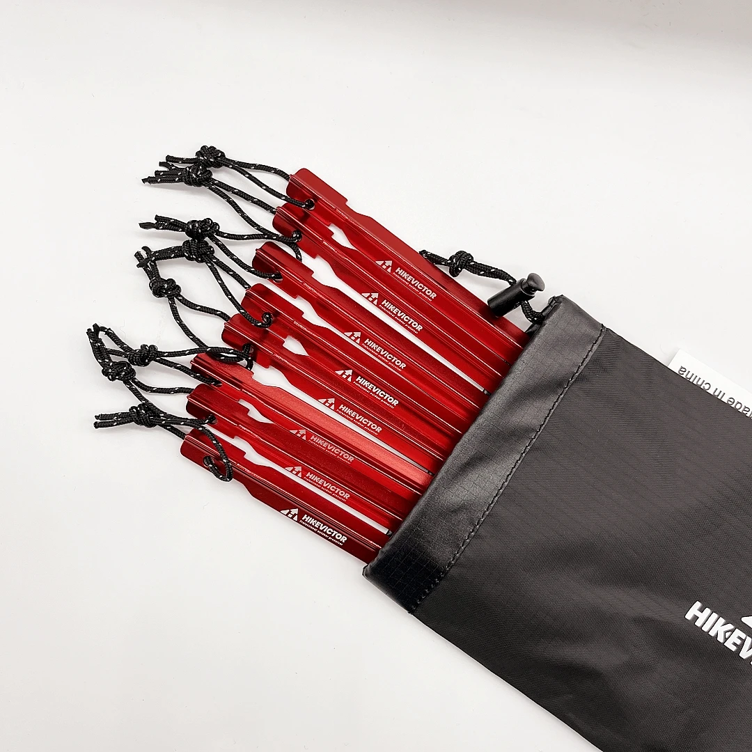Tent Pegs 10Pcs 18cm Aluminum Alloy Tent Pegs for Camping Tents with Wind Rope and Bag