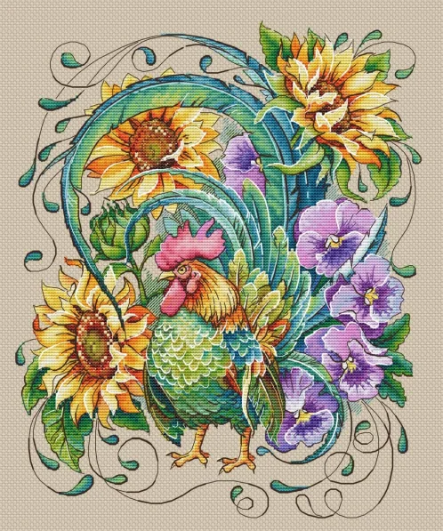 

Комплект для вышивки крестиком «Подсолнух петух», 36-42 дюйма, Aida 14CT 14CT, холщовая ткань, Набор для вышивки, декор для гостиной