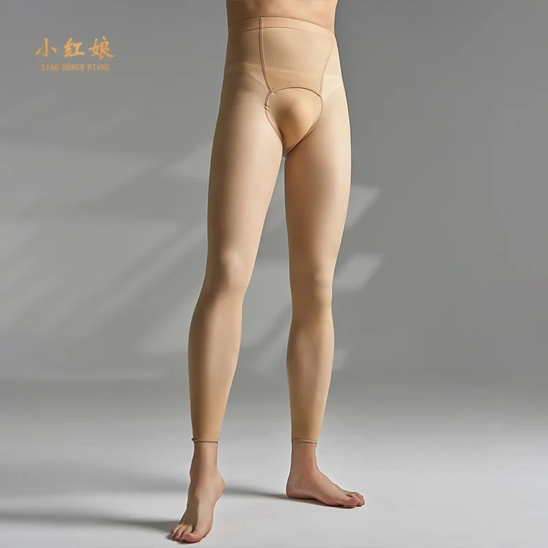 Autumn Winter Open Crotch Velvet Men Pantyhose Stockings Male High Waist Elastic Sexy Leggings Tights