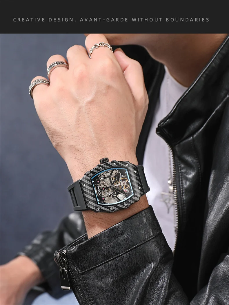 Männer Skelett Automatik Mechanische Tourbillon Skelett Vintage Tonneau Zifferblatt Herren es Top Luxus_voghion.com