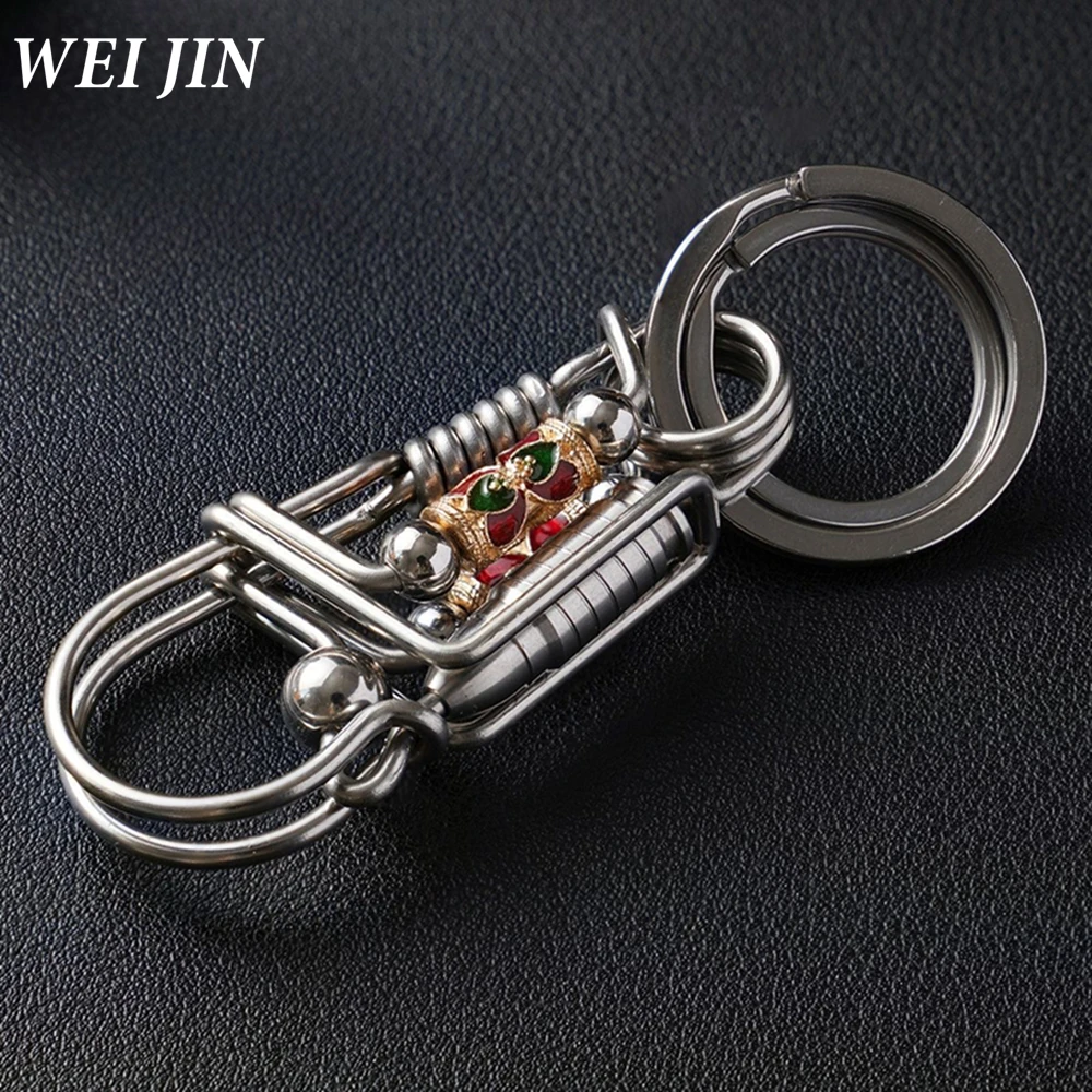 

Stainless steel keychains Engraved Colorful Handmade Steel Wire Car Key Ring Matte Round Bead, Men's Trinket Mechanical Style