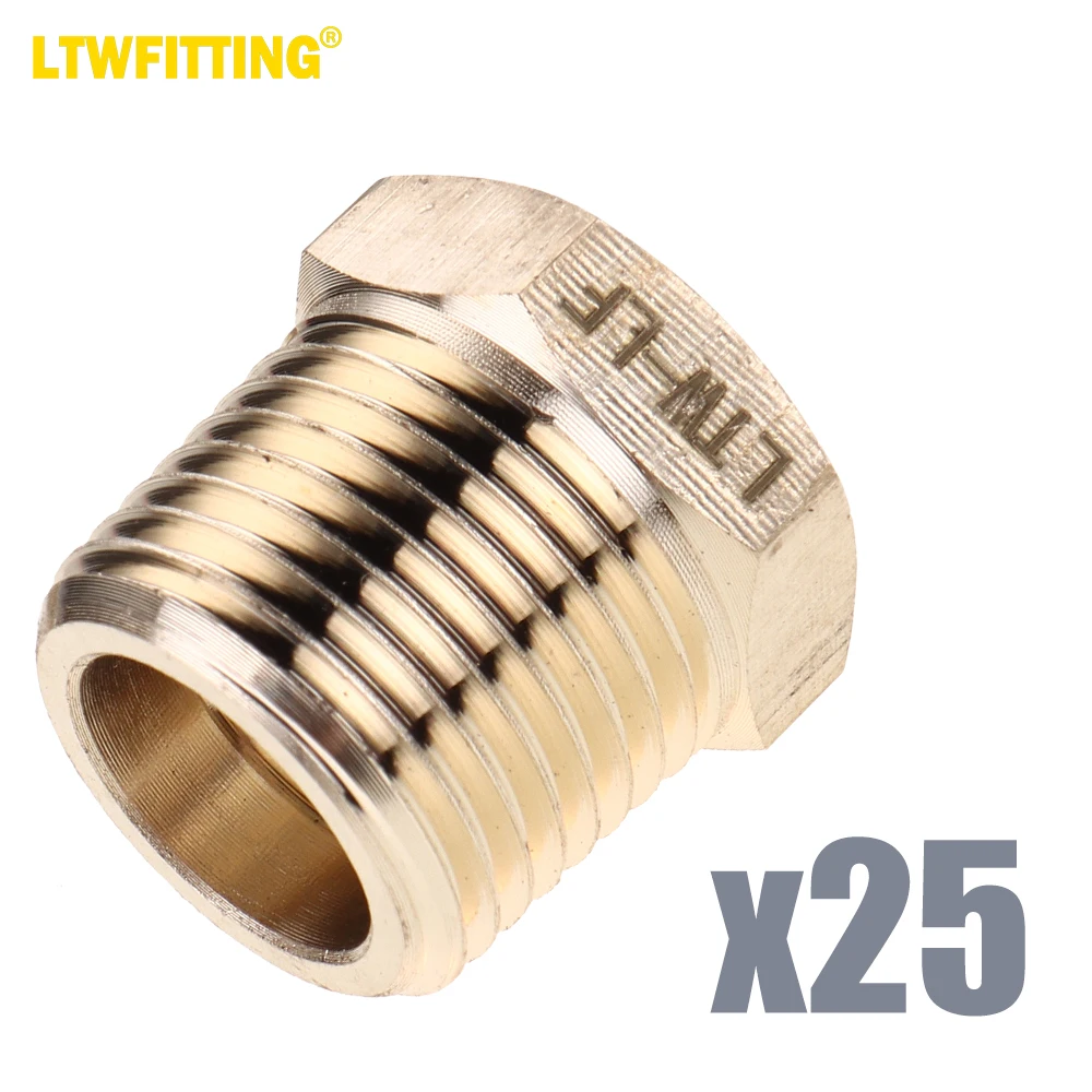 

LTWFITTING LF Brass Hex Pipe Bushing Reducer Fittings 3/8" Male x 1/4" Female NPT (Pack of 25)