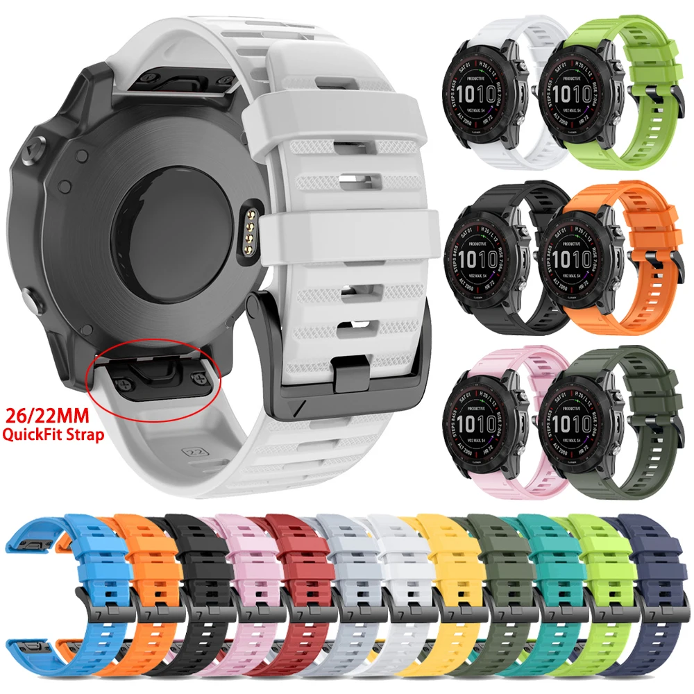Silicone Sport Watch Band - Quick Fit Strap Bracelet, 22/26mm