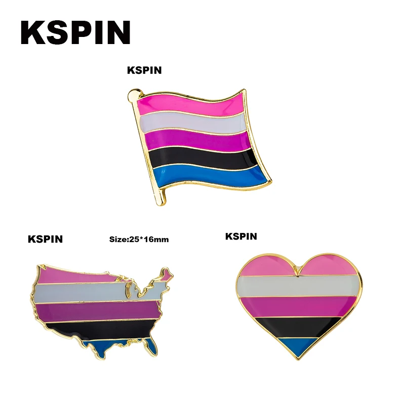 

Gender Fluid heart shaped Badge Symbol Pin Metal Badges Decorative Brooch Pins for Clothes Brooch Jewelry XY0325-2