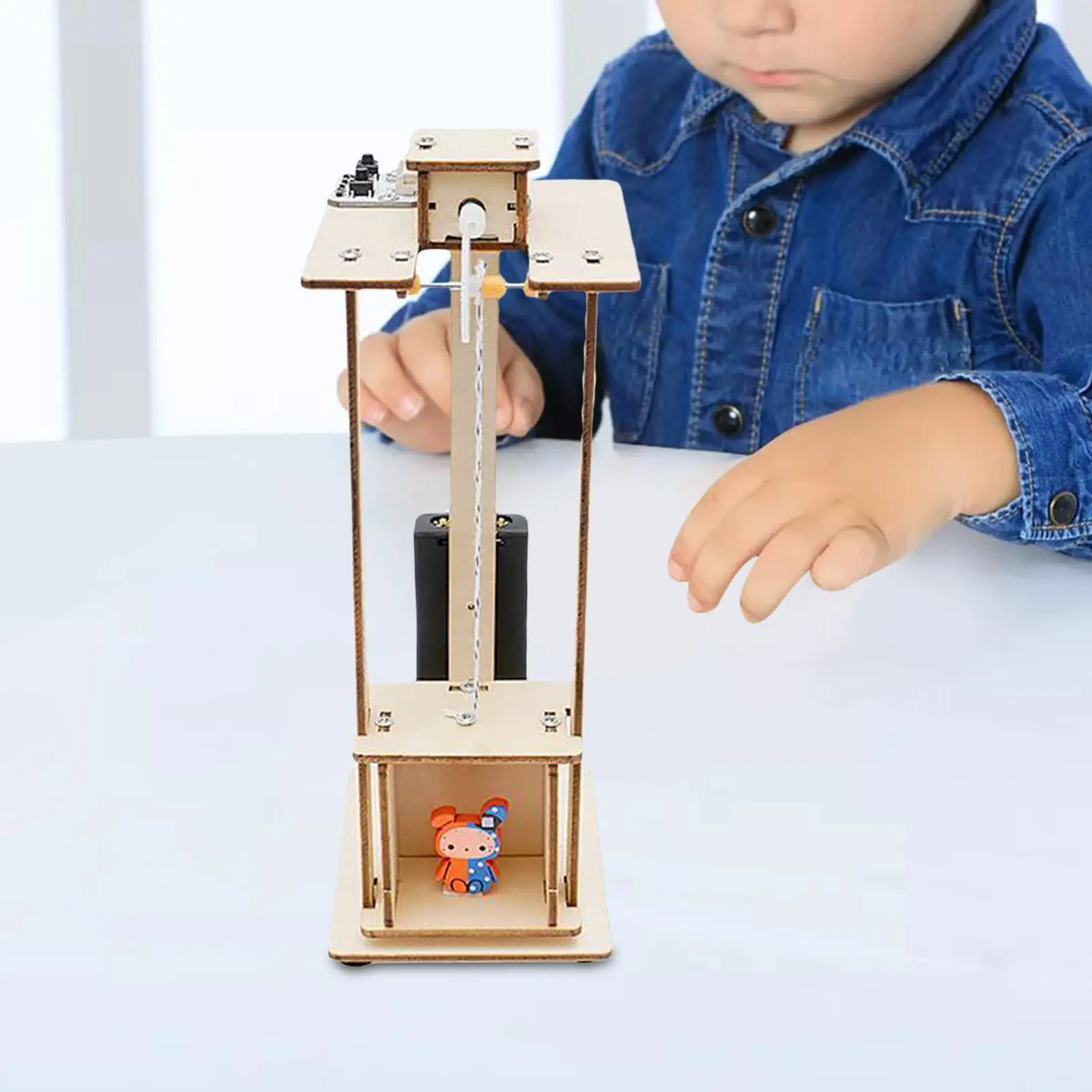 DIY Electric Lift Elevator Model Wooden Building Kits for Children Learning Toy Inspiring Creativity and Imagination Develop Toy