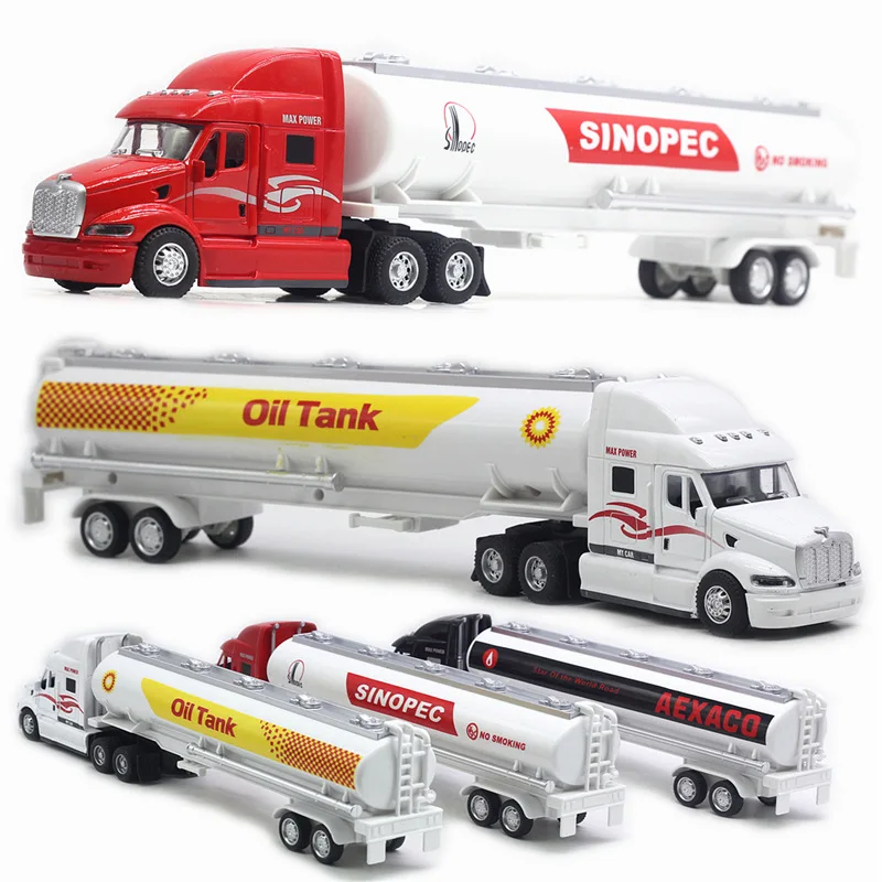 

1/48 Diecast Alloy Truck tanker Car Model Removable Engineering Transport Container Vehicle With Light Pull Back Toy For Boys