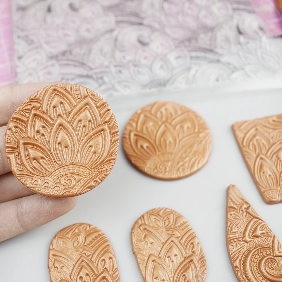 30 Pcs Polymer Clay Stamps Set - Boho, Mandala & Leaf Patterns, With Storage Box - View #3