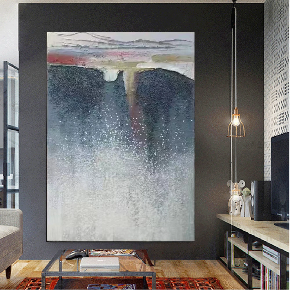 

Abstract Ecuador Waterfall Wall Art Picture Handmade Oil Painting On Canvas Panel Grain Paint Interior Hang Paintings Decor Home