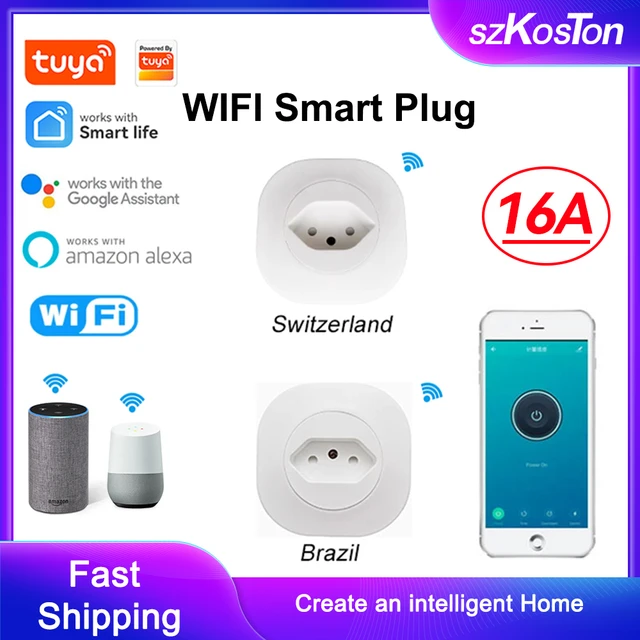Tuya Wifi Smart Plug 16A Italy Smart Home Wireless Power Socket Outlet Timer  Home Appliance Voice Control for Alexa Google - AliExpress