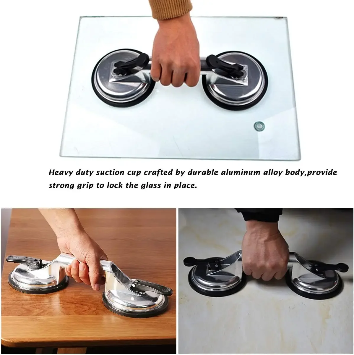 Double Suction Cup Glass Suction Cups Dent Puller Handle Lifter Car Dent Puller Removers for Lifting Glass Repair Tool