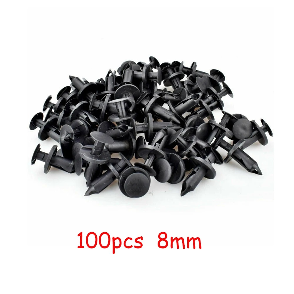 

100Pcs 8mm Car Nylon Clips Push Type Retainer Clip Car Roof Fender Nylon Fastener Clip Interior for GM 21030249 Chrysler 6503598