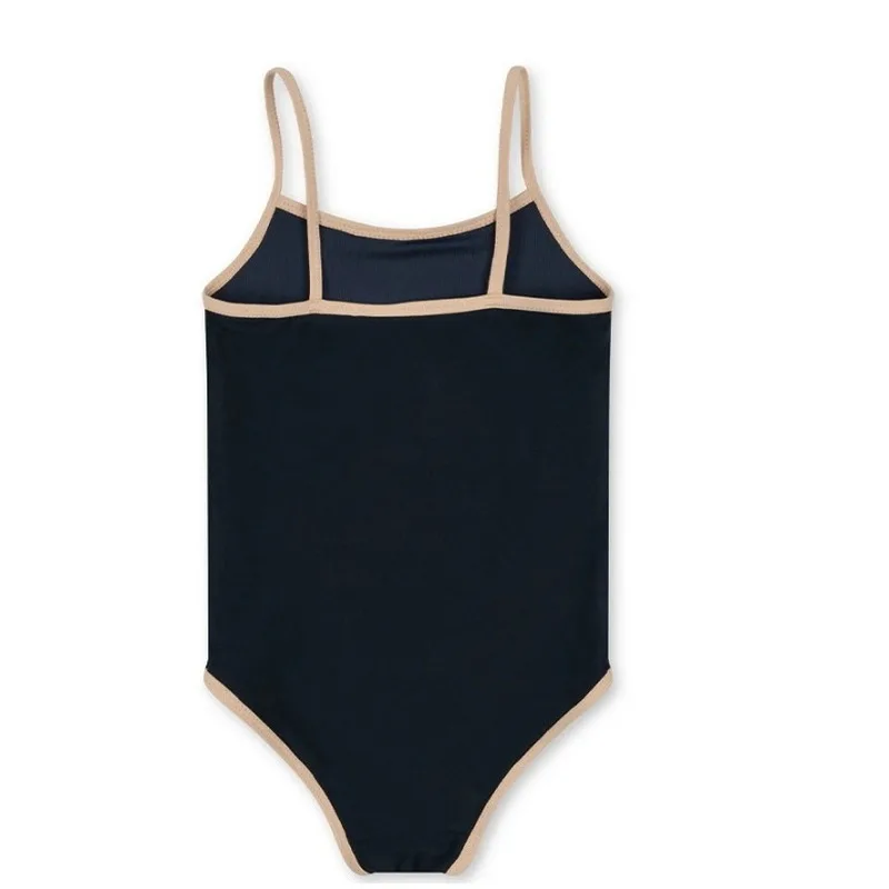 New Summer Girls Swimsuit Sling One-Pieces Swimwear Dark Blue Short Vest and Swim Briefs Children Swimming Suit Bikini H24609 6