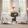 Mid Century Accent Chair, Fabric Modern Reading Living Room Chair, Fluffy Comfy Armchair Small Sofa Chair with Wood Legs 1